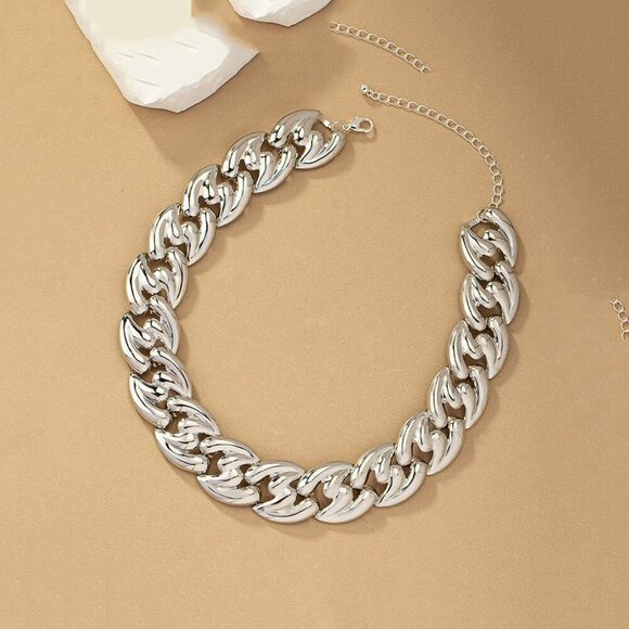 Chunky Gold Cuban Chain Choker Necklace for Women Hip Hop Street Style - Picture 5 of 5